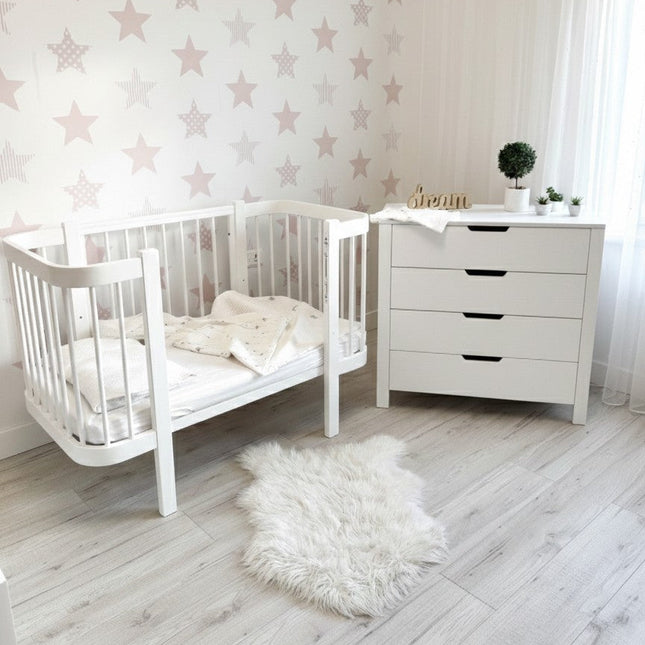 Baby Crib ELIN with Mattress - White