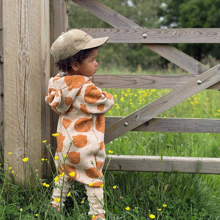 Baby Jumpsuit with Hood - Bear in Glasses on Beige