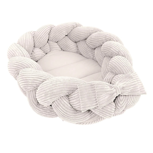 Baby Nest With Braided Bumper - Ecru