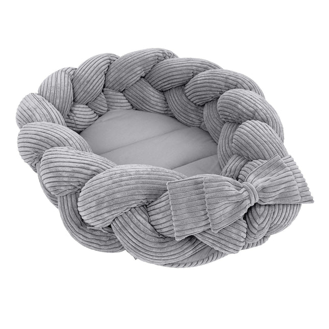 Baby Nest With Braided Bumper - Grey - LoveStyle World