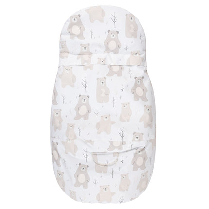 Baby Winter Footmuff – Bear Print White / Beige, One Size
