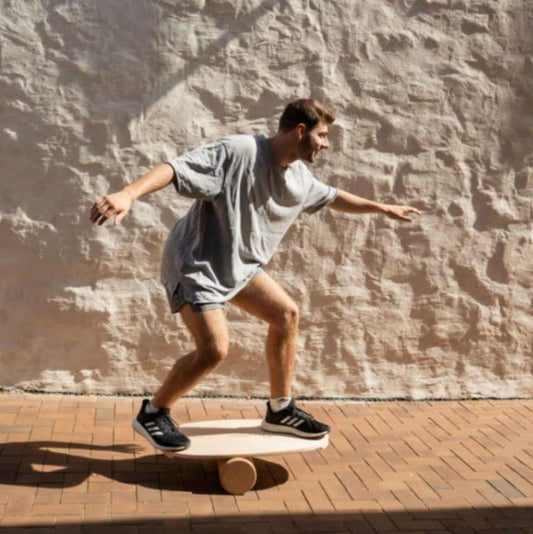 Rectangular Balance Board With Exercise Roll - Side Logo