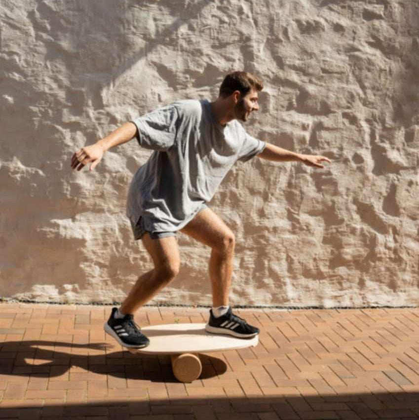 Rectangular Balance Board With Exercise Roll - No Logo