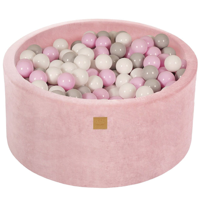 Ball Pit with 300 balls, 90x40cm - Light Pink Velvet - LoveStyle World