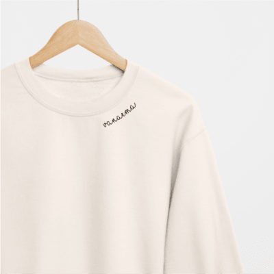 Embroidered Collar Organic Cotton Sweatshirt "Vanaema" (EE) - LoveStyle World