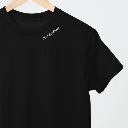 Embroidered Collar Organic Cotton T-shirt "Vanaema" (EE)