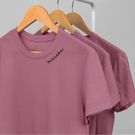 Embroidered Collar Organic Cotton T-shirt "Vanaema" (EE)