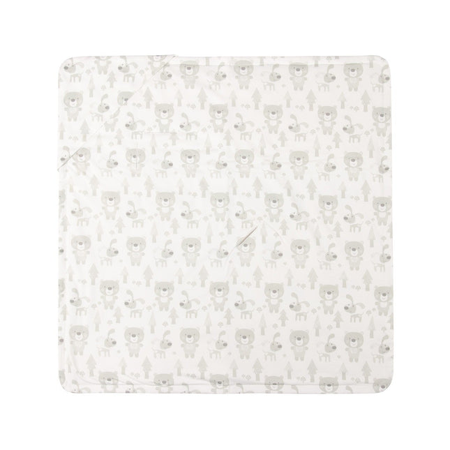 Beige and White Baby Blanket with Harness Slots