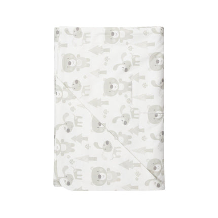 Beige and White Baby Blanket with Harness Slots