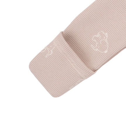 Beige Cotton Baby Romper with Integrated Feet