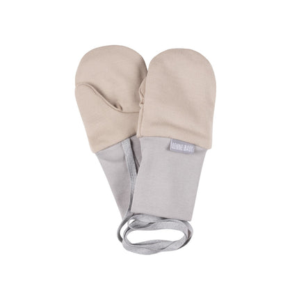 Beige Merino Wool Baby Mittens with Thumb