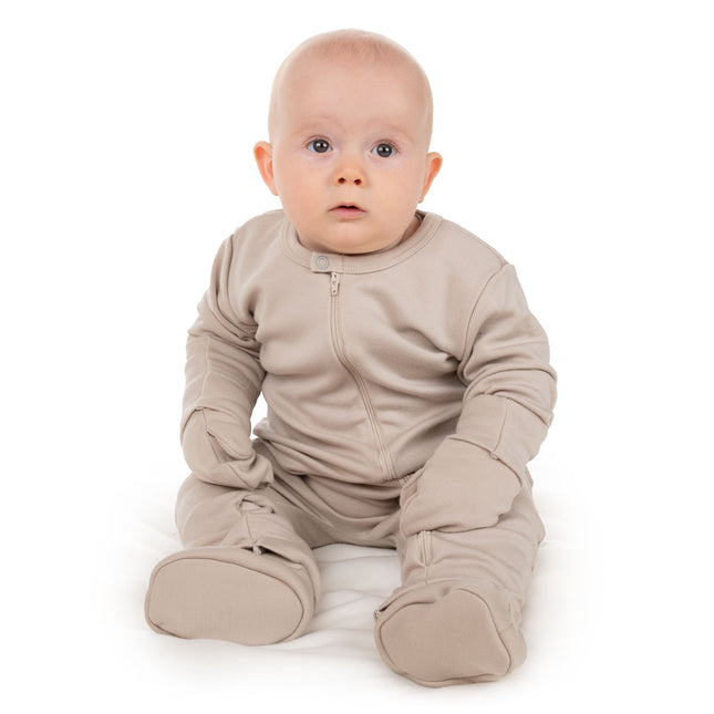 Beige Merino Wool Baby Mittens with Thumb