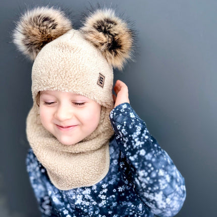 Beige Merino Wool-Lined Winter Balaclava