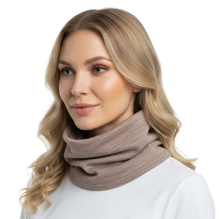 Beige Merino Wool Tube Scarf – One Size
