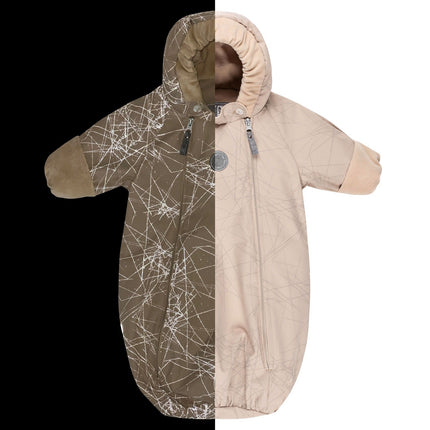 Beige Reflective Merino Wool-Lined Spring/Autumn Bunting Pram Suit