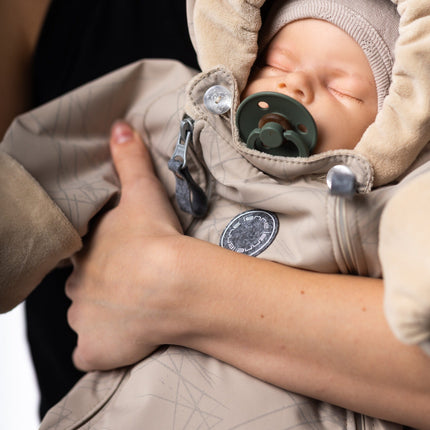 Beige Reflective Merino Wool-Lined Spring/Autumn Bunting Pram Suit