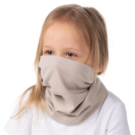 Beige Single-Layer Merino Wool Tube Scarf
