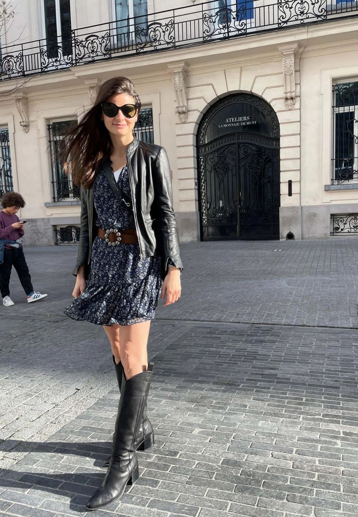 Black Calf Leather Knee-High Boots – Women’s Block Heel Riding Boots