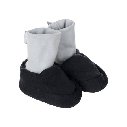Black Lined Merino Wool Baby Booties