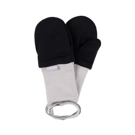 Black Merino Wool Baby Mittens with Thumb