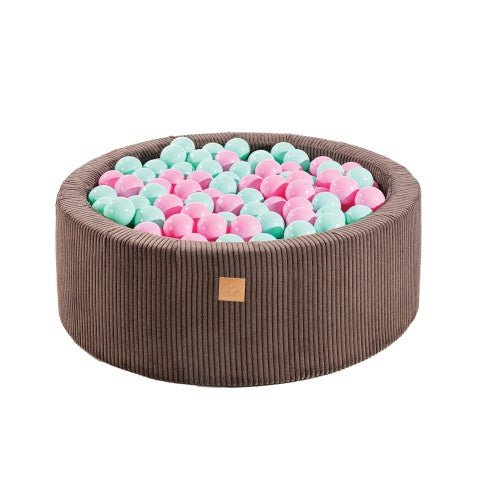 Ball Pit Round With 200 Blue/Pink Balls, 90x30cm - Aesthetic Brown - LoveStyle World