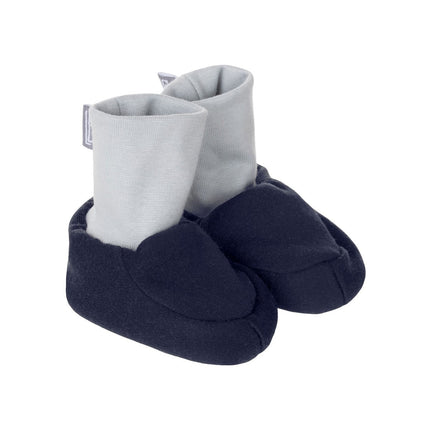 Blue Lined Merino Wool Baby Booties