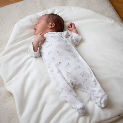 Bow Baby Sleeping Bag and Blanket – Beige / White, 0–6 Months