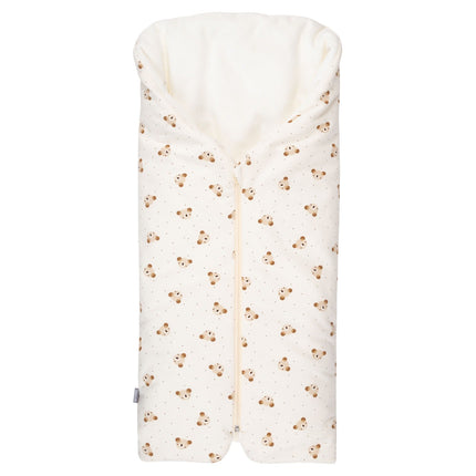 Bow Baby Sleeping Bag and Blanket – Beige / White, 0–6 Months