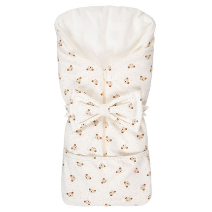 Bow Baby Sleeping Bag and Blanket – Beige / White, 0–6 Months
