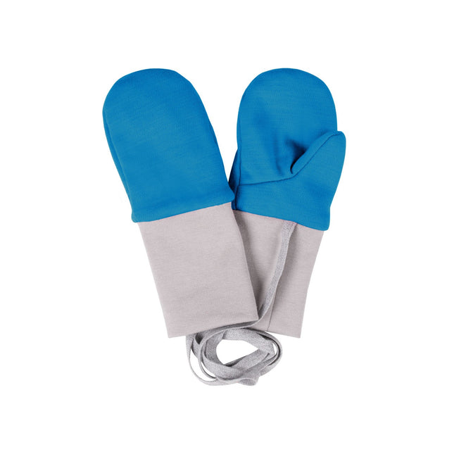 Bright Blue Merino Wool Baby Mittens with Thumb