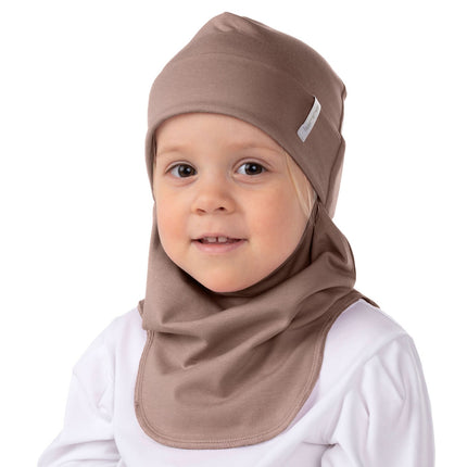 Brown and Beige Double-Layer Cotton Balaclava