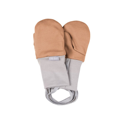 Brown Merino Wool Baby Mittens with Thumb