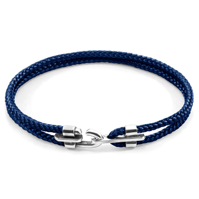 Canterbury Silver and Rope Bracelet - Navy Blue - LoveStyle World