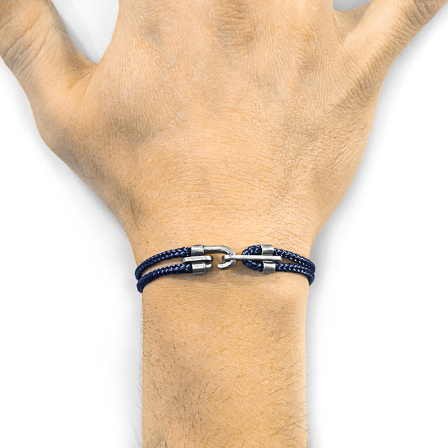 Canterbury Silver and Rope Bracelet - Navy Blue - LoveStyle World