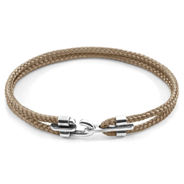 Canterbury Silver and Rope Bracelet - Sand Brown - LoveStyle World