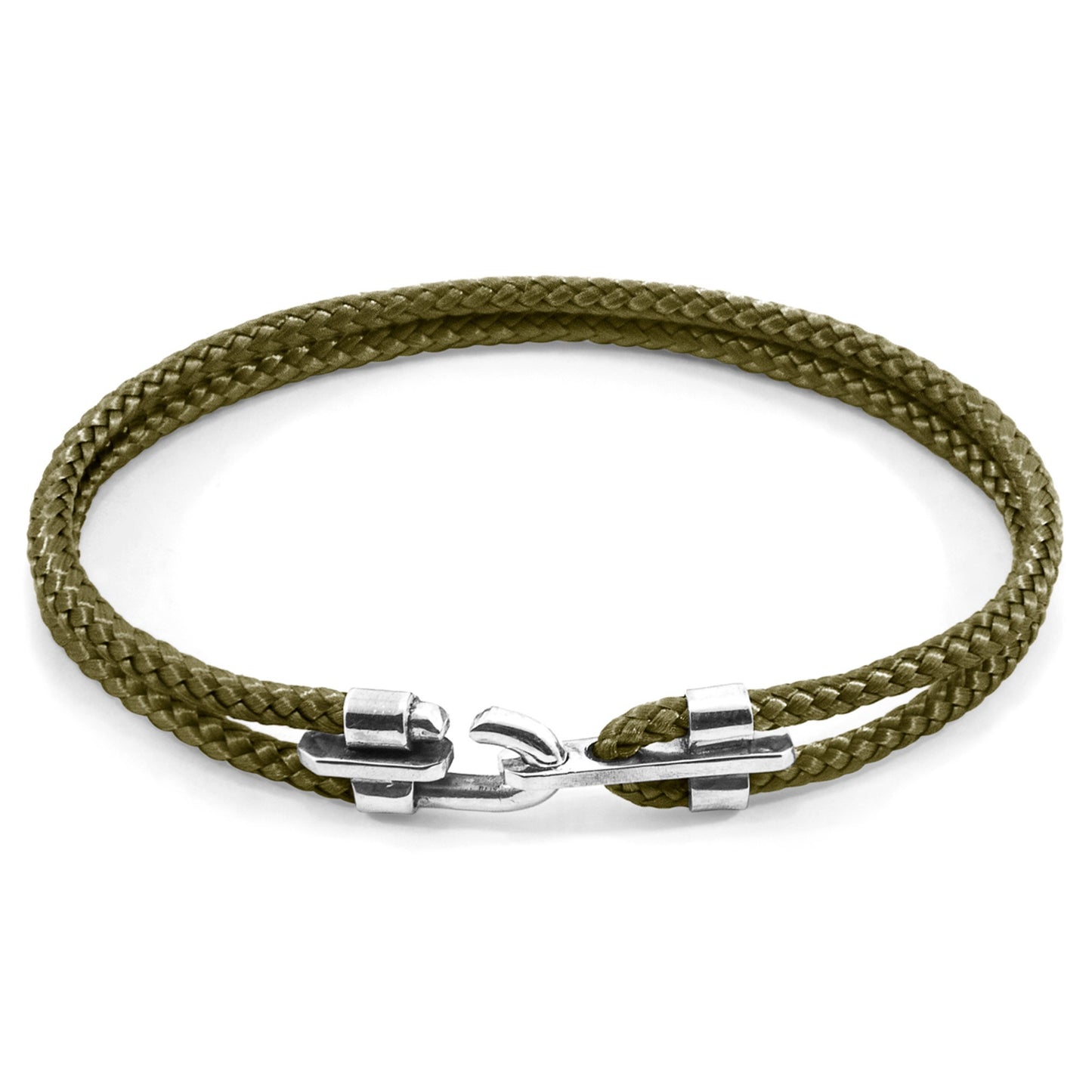 Canterbury Silver and Rope Bracelet - Khaki Green