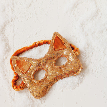 Cat Mask - Gold Sequins