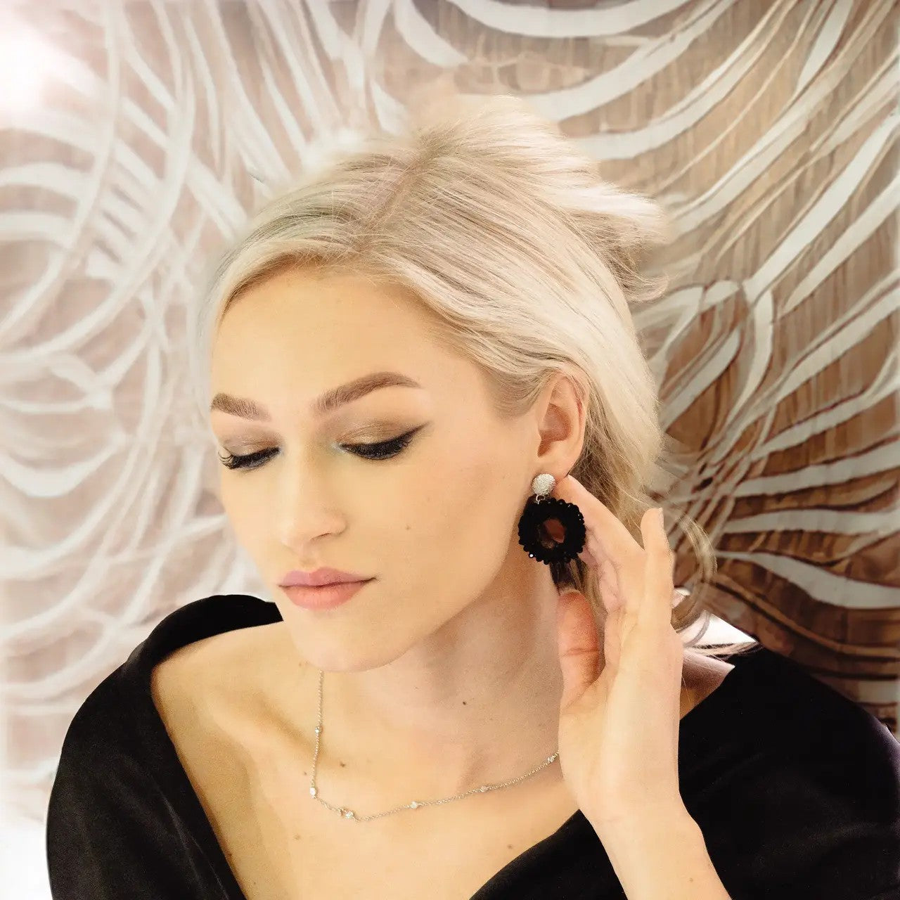 Cherie Boho L Earrings - Rose Gold and Silver