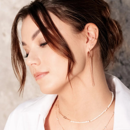 Cherie L-Tassel Earrings - Rose Gold and Silver