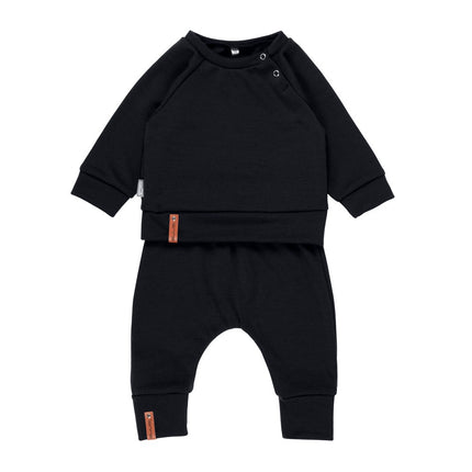 Children’s Merino Wool Top and Trousers Set – Black
