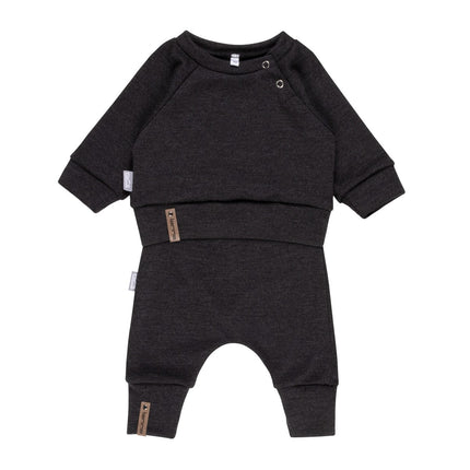 Children’s Merino Wool Top and Trousers Set – Dark Grey