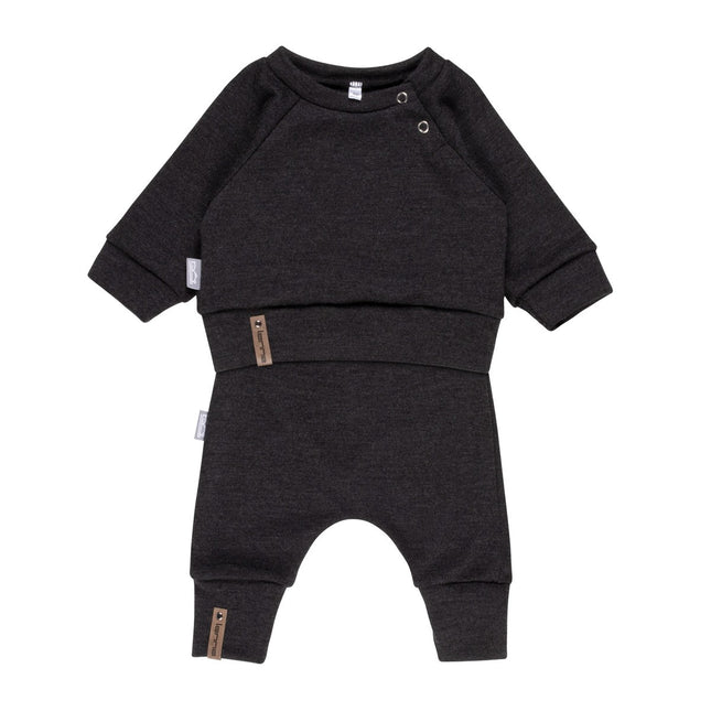 Children’s Merino Wool Top and Trousers Set – Dark Grey
