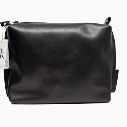 Leather Cosmetic Bag, Black - Large