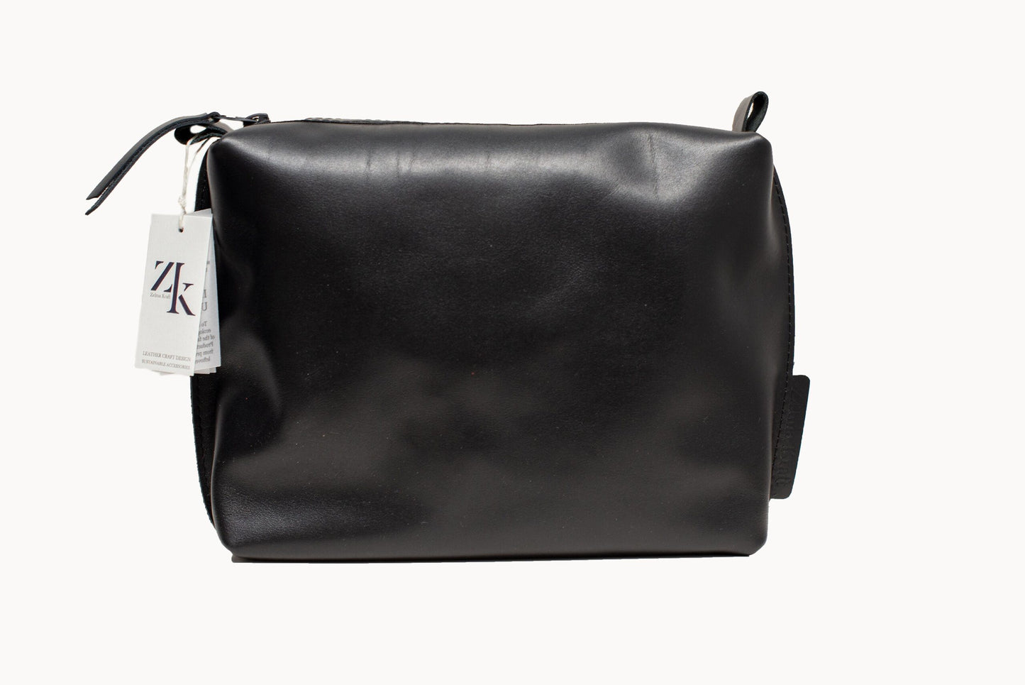 Leather Cosmetic Bag, Black - Large