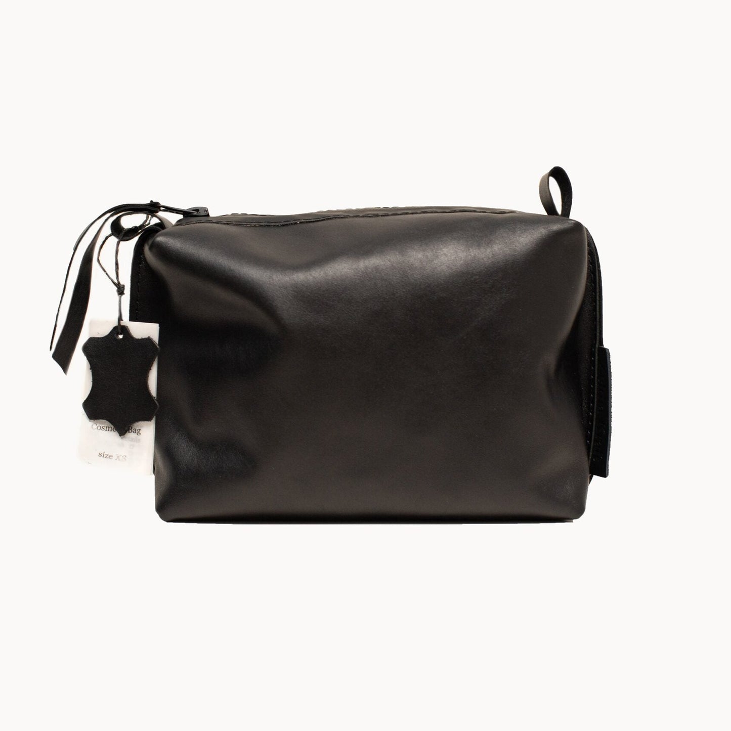 Leather Cosmetic Bag, Black - Medium
