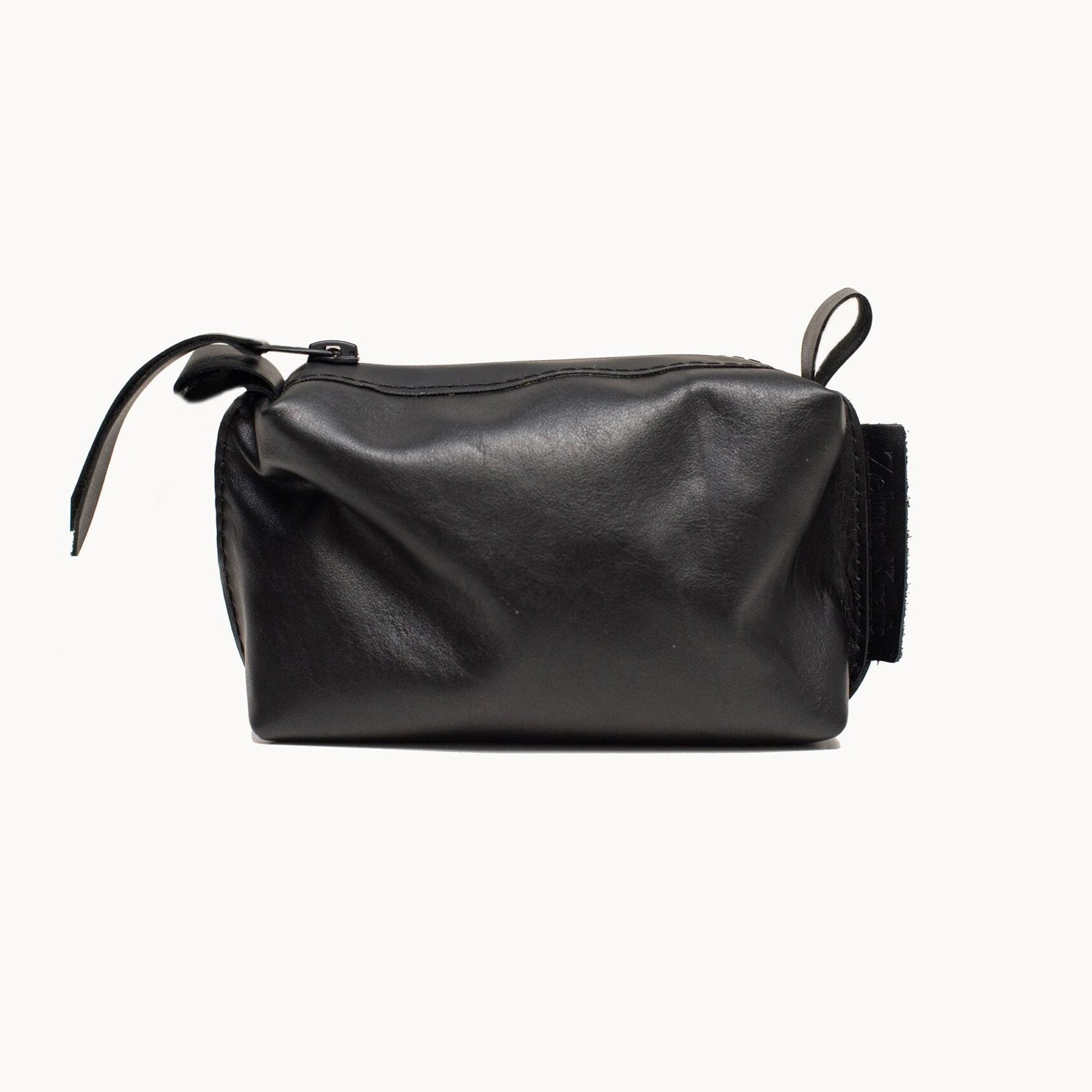 Leather Cosmetic Bag, Black - Small