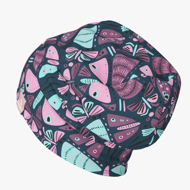 Cotton Beanie Hat With Folds DARGO - Butterflies 
