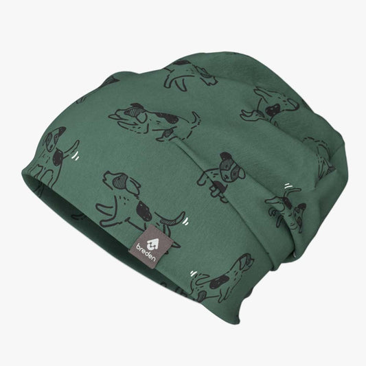 Cotton Beanie Hat With Folds DARGO - Green Dogs