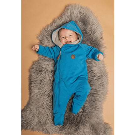 Cotton-Lined Merino Wool Baby Overall – Bright Blue