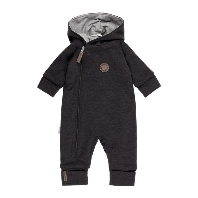 Cotton-Lined Merino Wool Baby Overall – Dark Grey